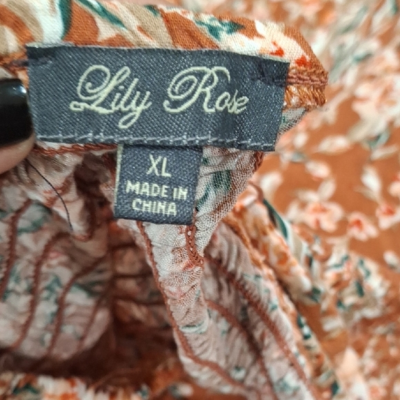 Lily Rose Strapless Floral Dress in Orange and Pink Sise XL - Picture 7 of 9